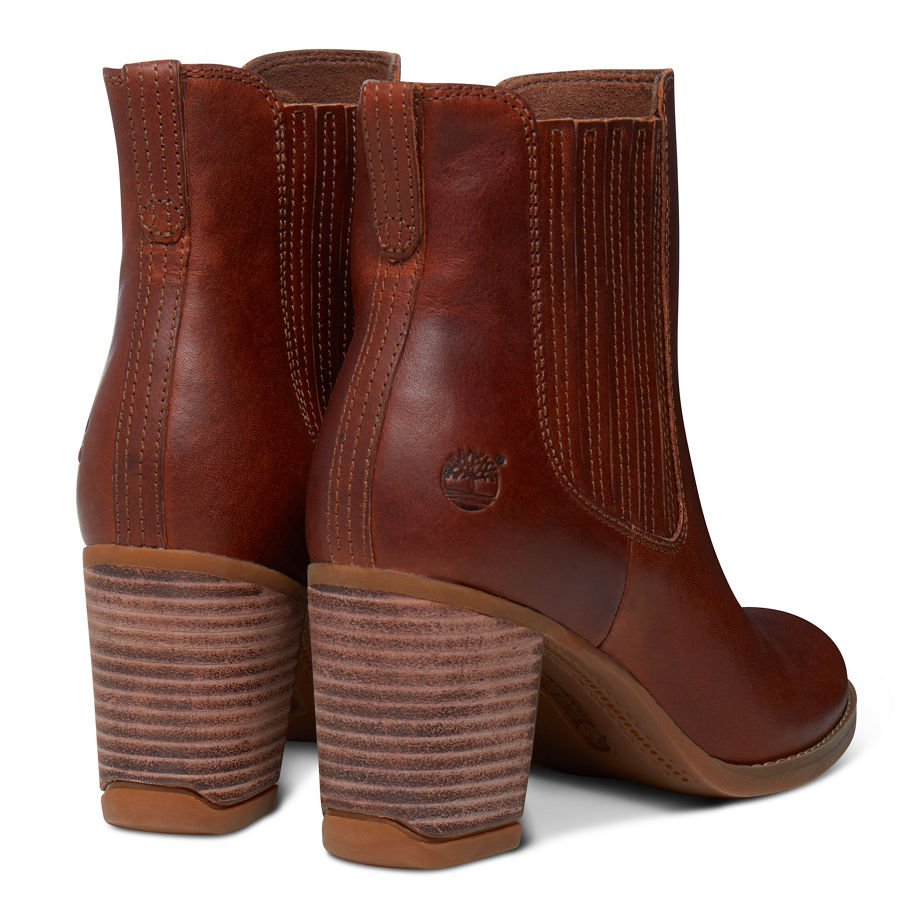 Timberland Women's Atlantic Heights Leather Chelsea Brown Wheat Forty