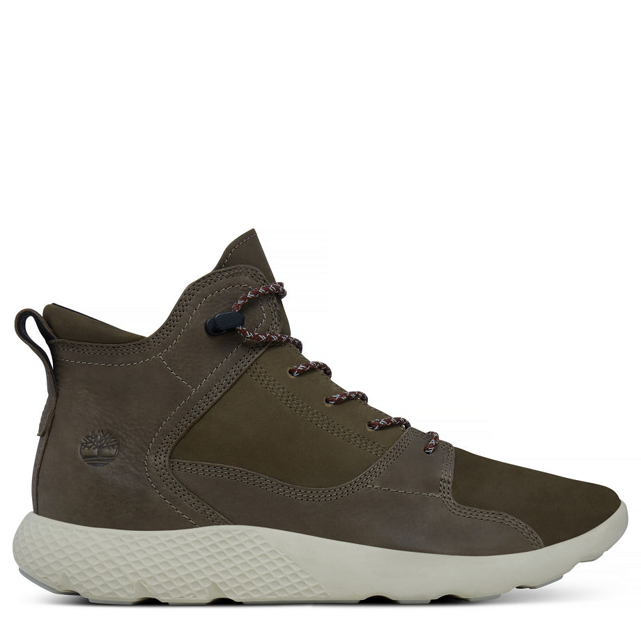 Timberland Men's Flyroam Leather Sneakerboot Dark Green Lichen Nubuck