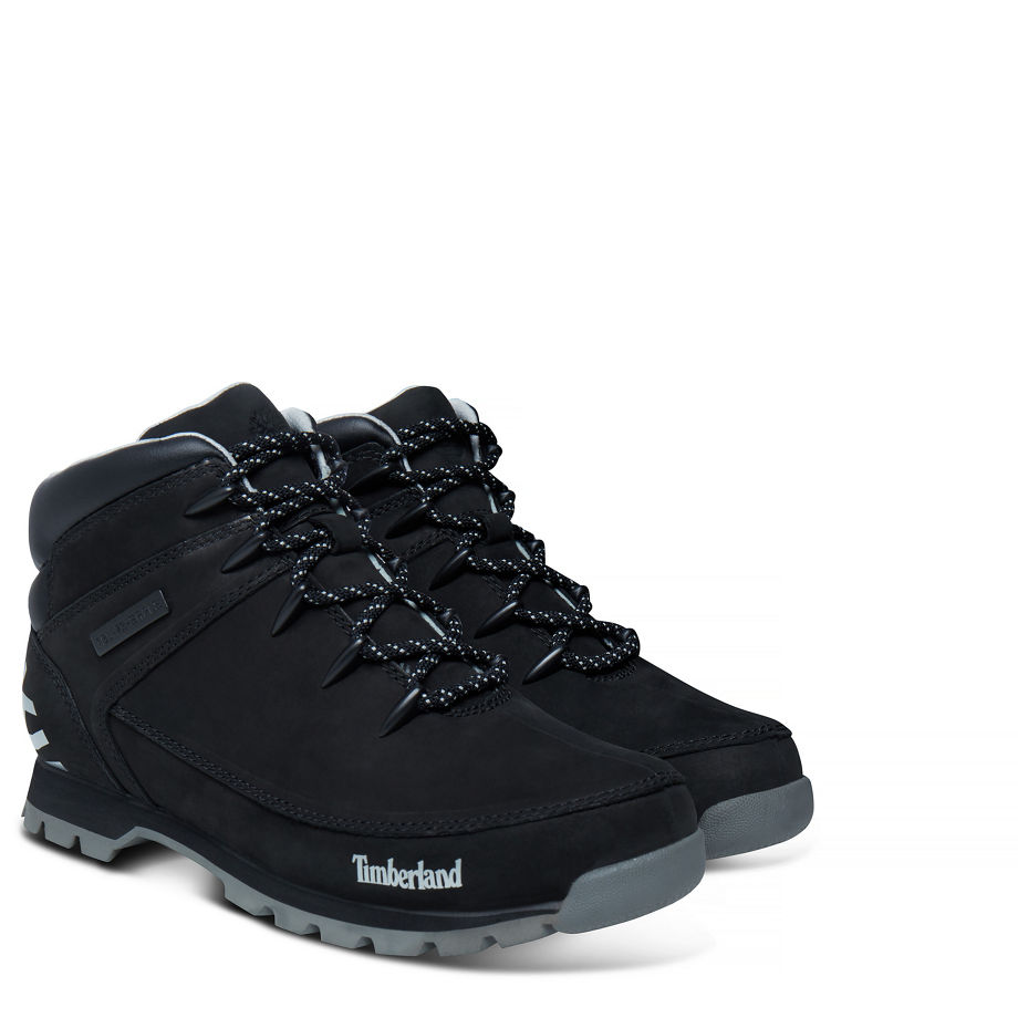 Timberland Men's Euro Sprint Hiker Mid Boot Black Black Nubuck