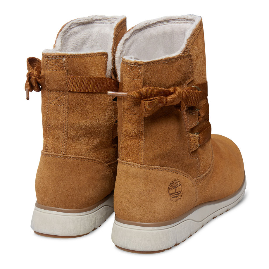 Timberland Women's Leighland Leather Winter Boot Trapper Tan Silk Suede