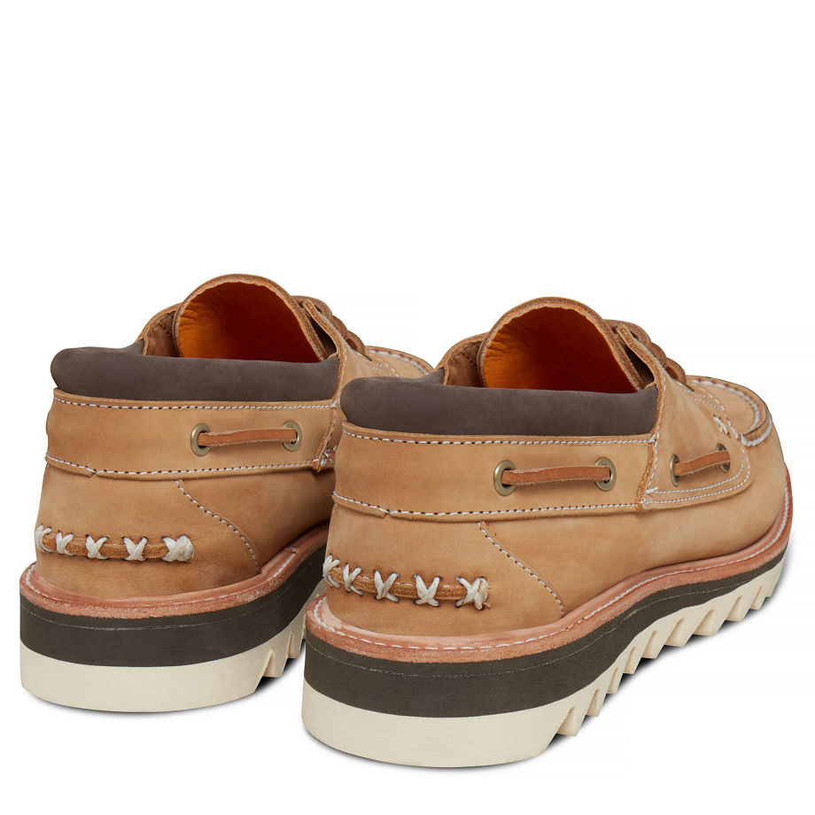 Timberland Men's Selbyville 3-Eye Boat Shoe Natural Faded Wheat Dryden Horween
