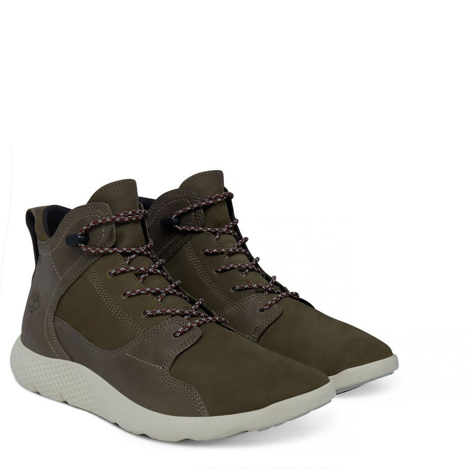 Timberland Men's Flyroam Leather Sneakerboot Dark Green Lichen Nubuck