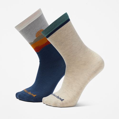 Timberland Men's 2-Pack Landscape-Pattern Crew Socks