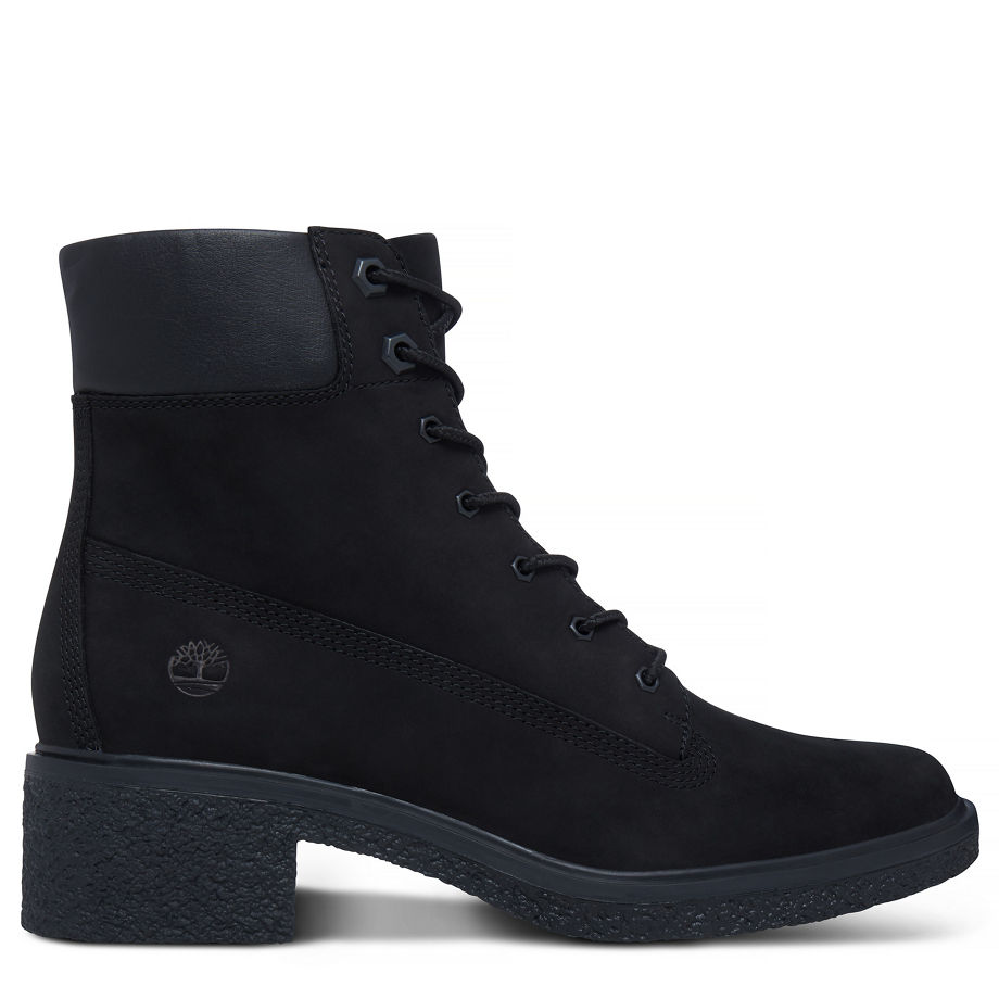 Timberland Women's Brinda 6-Inch Lace Up Boot Black Black Nubuck