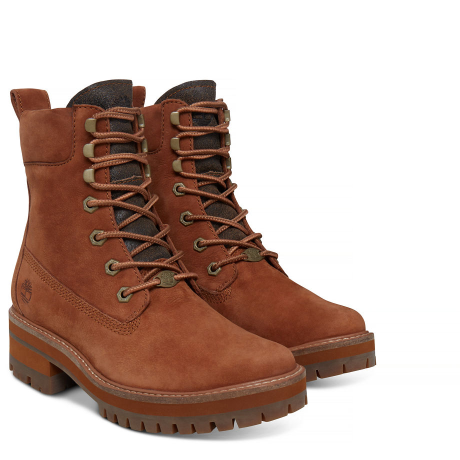Timberland Women's Courmayeur Valley Lace-Up Boot Rust Rust Earthybuck W/Rubber Charred Suede