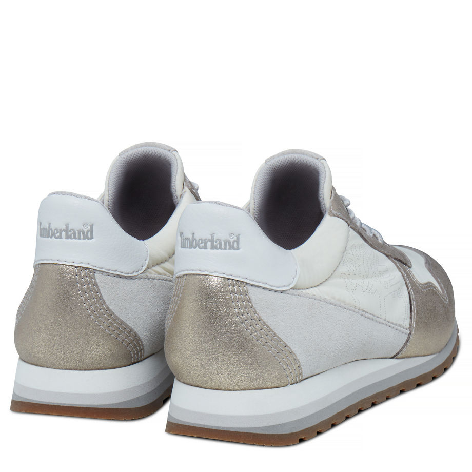 Timberland Women's Milan Flavor Trainer Gold/White Gold/Windchime Suede (Whisper White)