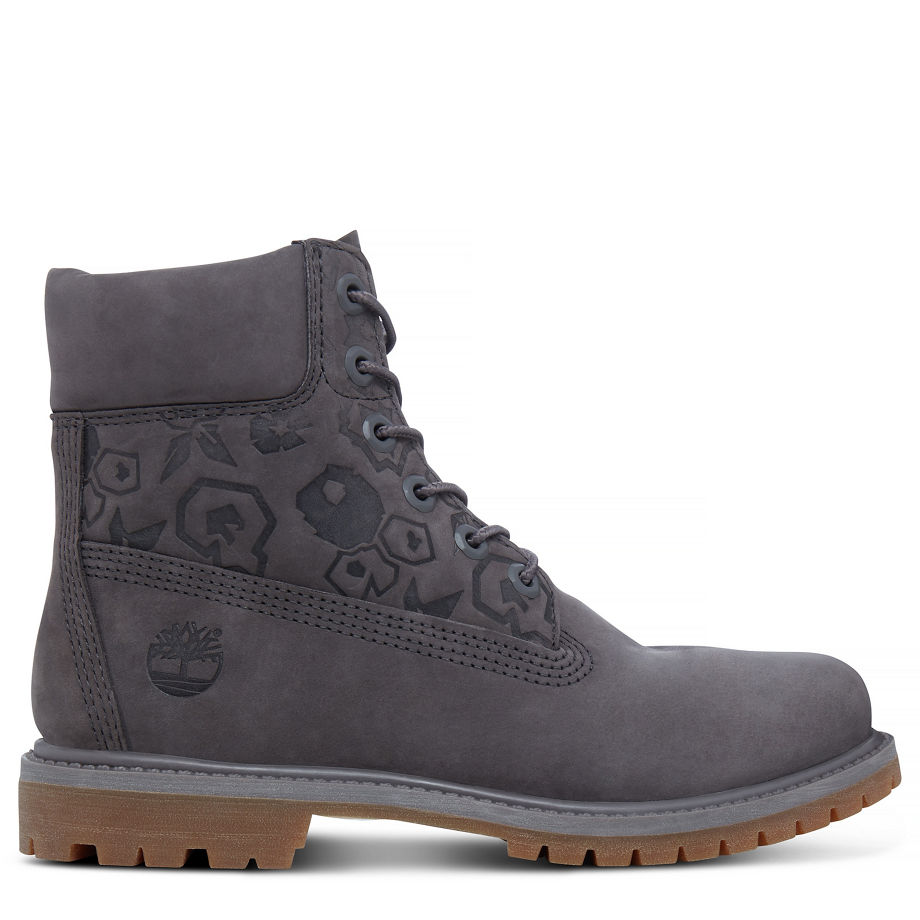 Timberland Women's 6-inch Icon Boot Grey Eiffel Tower Embossed