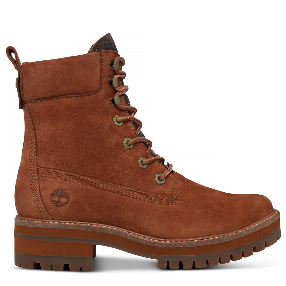 Timberland Women's Courmayeur Valley Lace-Up Boot Rust Rust Earthybuck W/Rubber Charred Suede