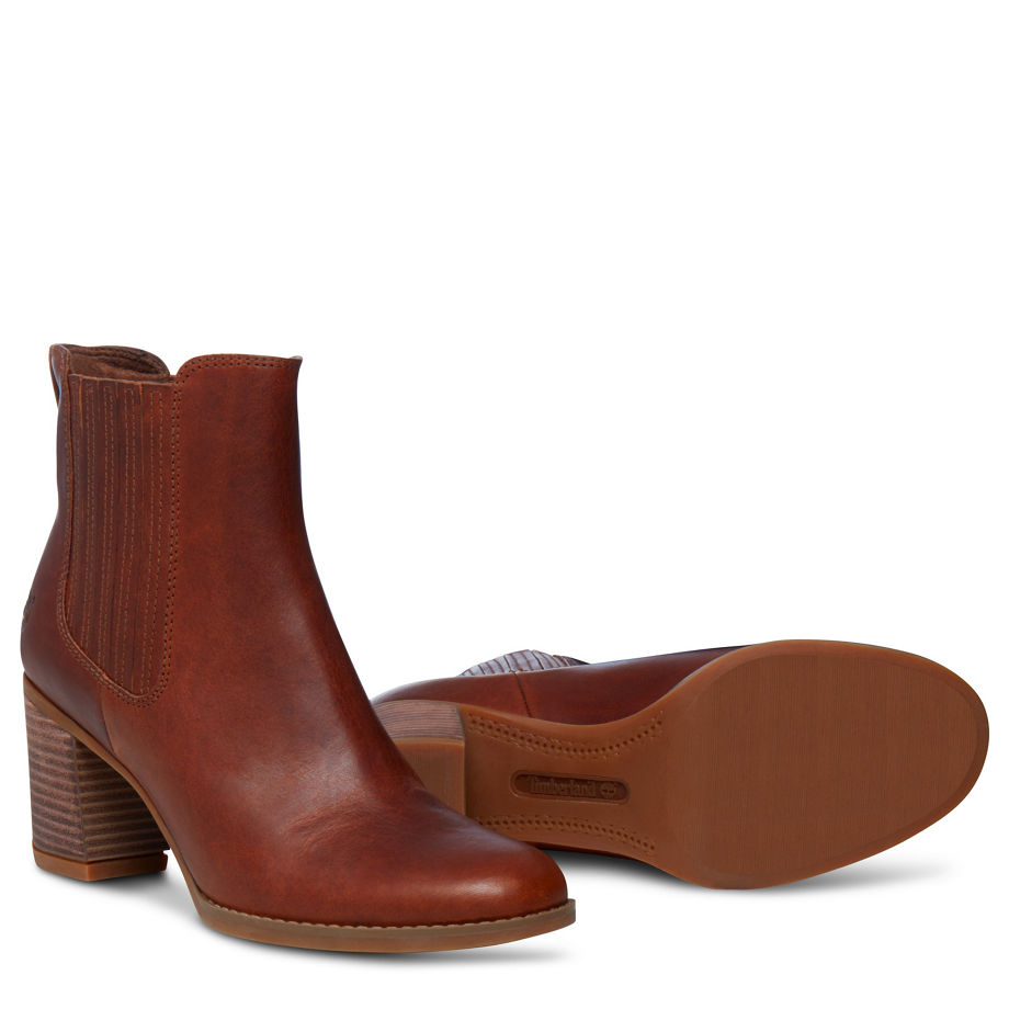 Timberland Women's Atlantic Heights Leather Chelsea Brown Wheat Forty