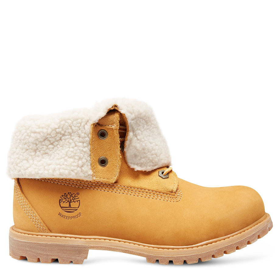 Timberland Women's Authentics Teddy Fleece Fold-Down Yellow Wheat Nubuck