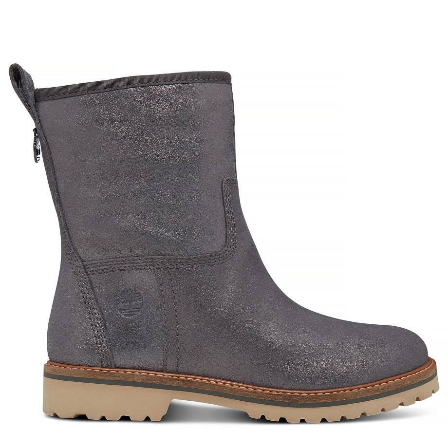Timberland Women's Chamonix Valley Winter Boot Silver Dark Grey Shiny Suede