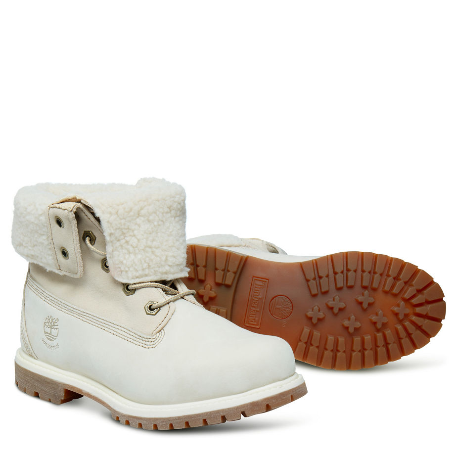 Timberland Women's Authentics Teddy Fleece Fold-Down White Winter White