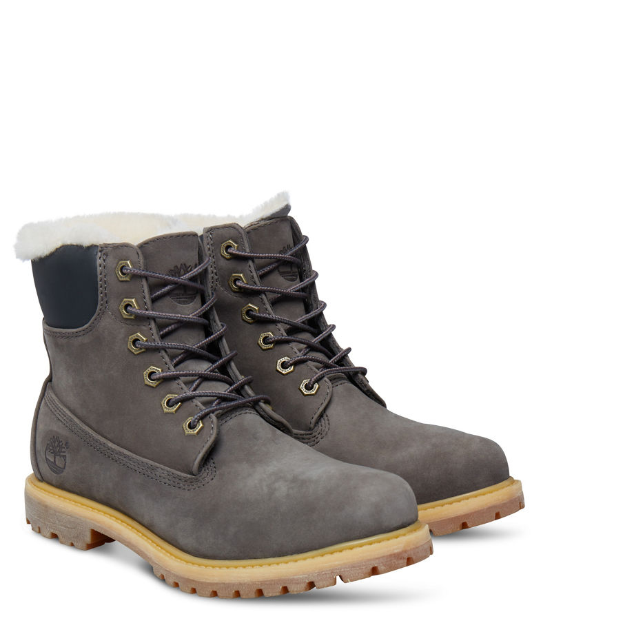 Timberland Women's Icon 6-inch Shearling Boot Stone Grey Tornado Waterbuck