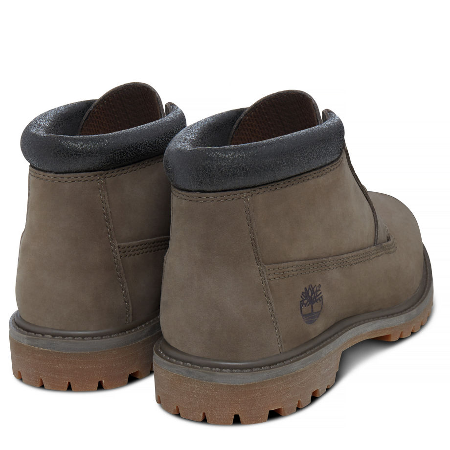 Timberland Women's Nellie Chukka Boot Greige Canteen Waterbuck W/Canteen Charred Suede Collar