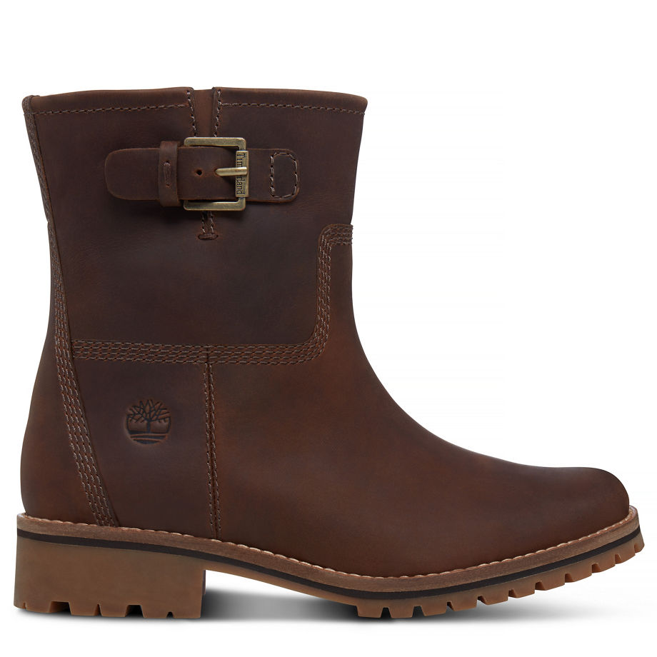 Timberland Women's Main Hill Biker Boot Brown Medium Brown Saddleback
