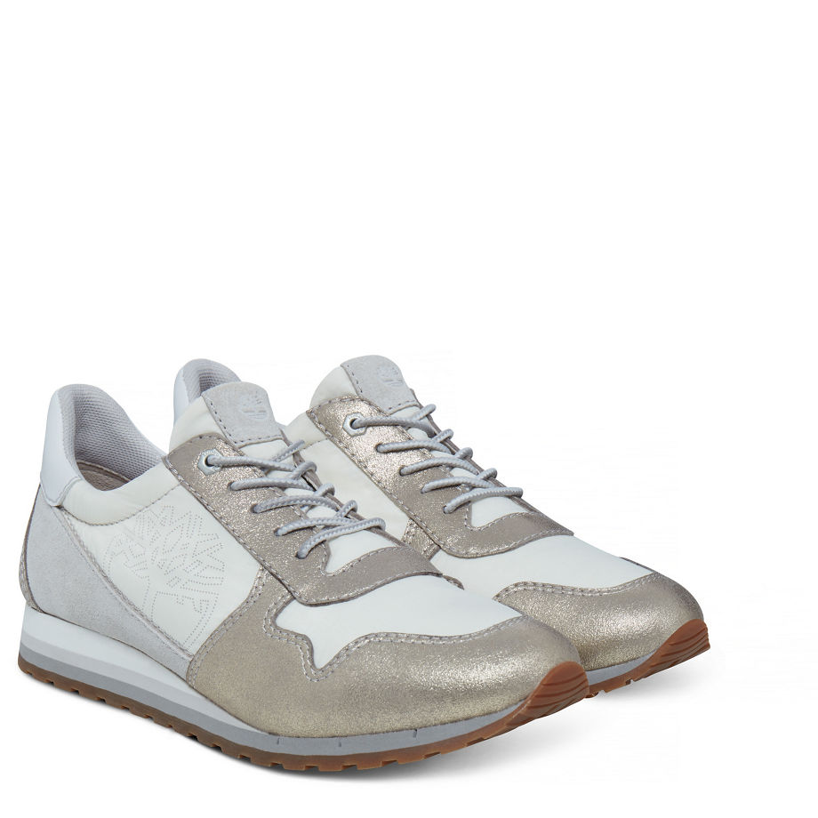 Timberland Women's Milan Flavor Trainer Gold/White Gold/Windchime Suede (Whisper White)