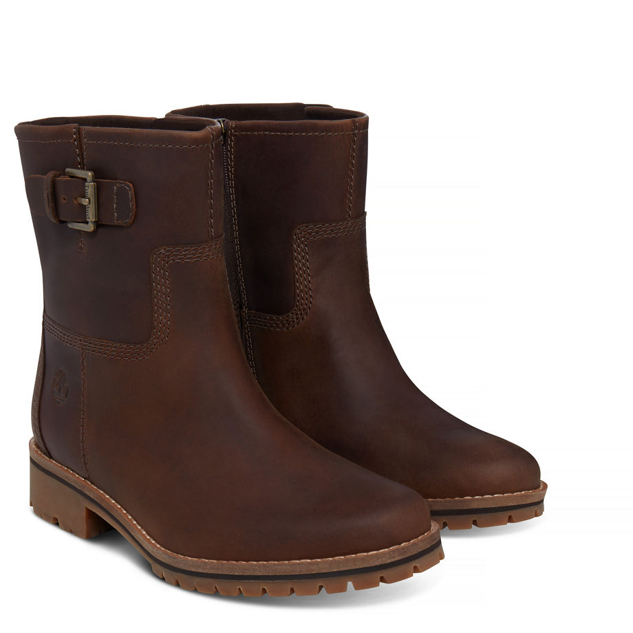 Timberland Women's Main Hill Biker Boot Brown Medium Brown Saddleback