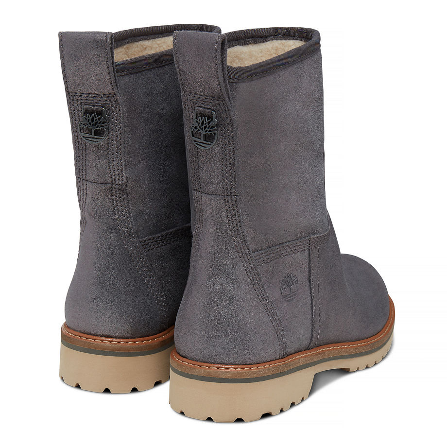 Timberland Women's Chamonix Valley Winter Boot Silver Dark Grey Shiny Suede