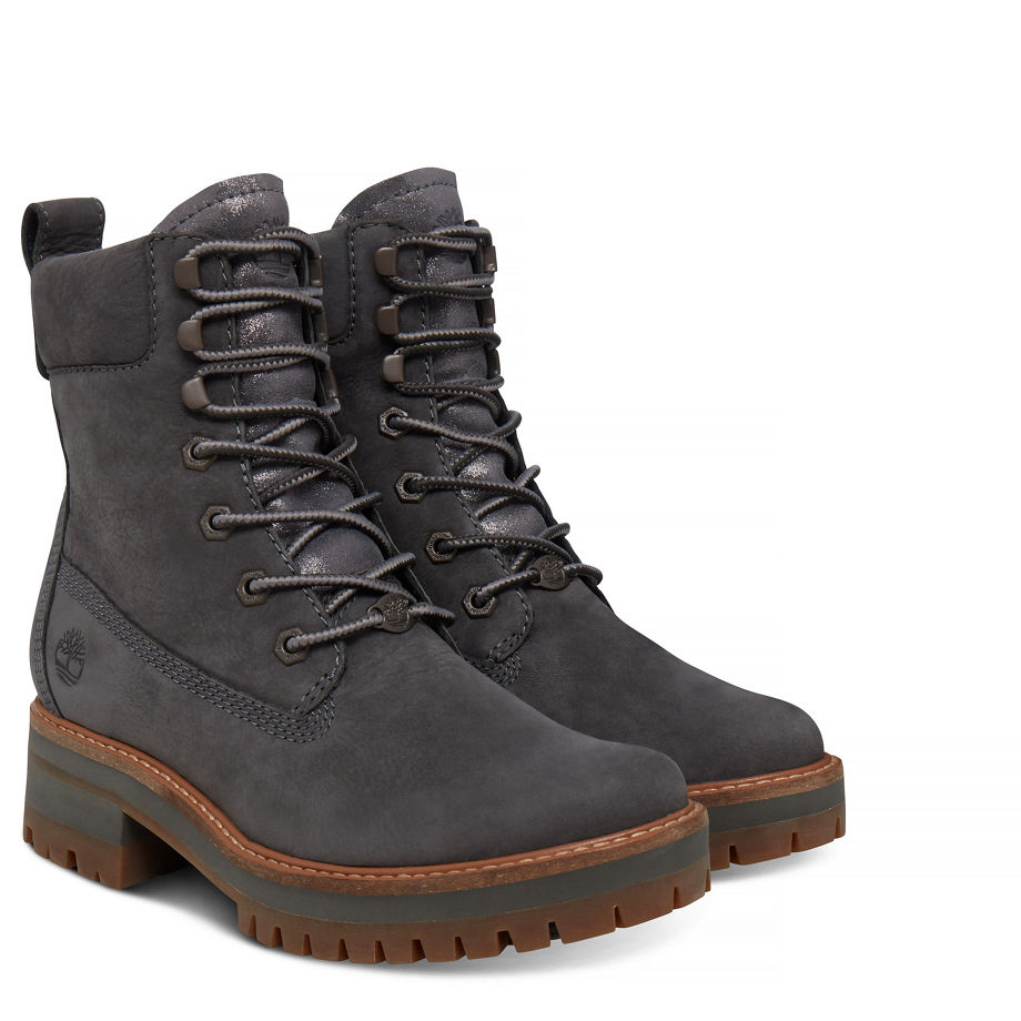 Timberland Women's Courmayeur Valley Lace-Up Boot Grey Dark Grey Earthybuck