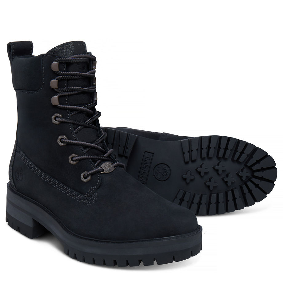 Timberland Women's Courmayeur Valley Lace-Up Boot Black Black Earthybuck W/Black Charred Suede