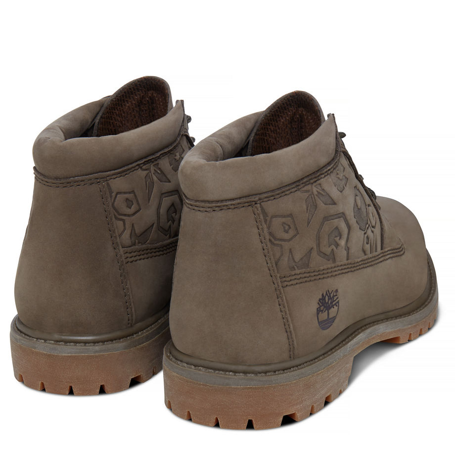 Timberland Women's Nellie Chukka Boot Greige Embossed Canteen Waterbuck Emboss