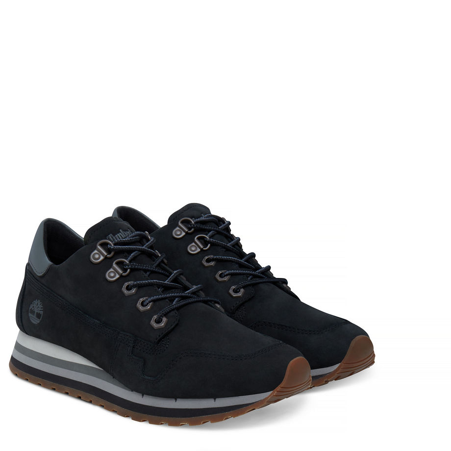 Timberland Women's Antwerp Air Leather Trainer Black Black Naturebuck