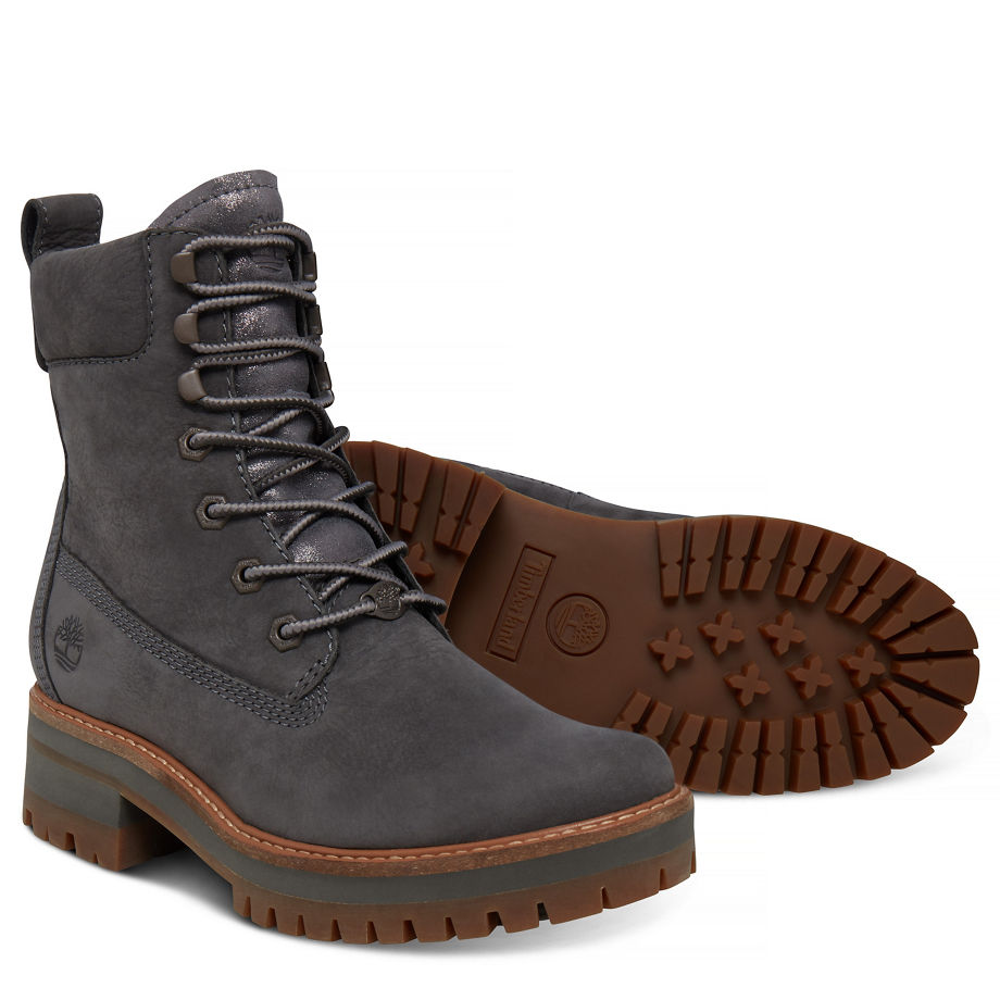 Timberland Women's Courmayeur Valley Lace-Up Boot Grey Dark Grey Earthybuck