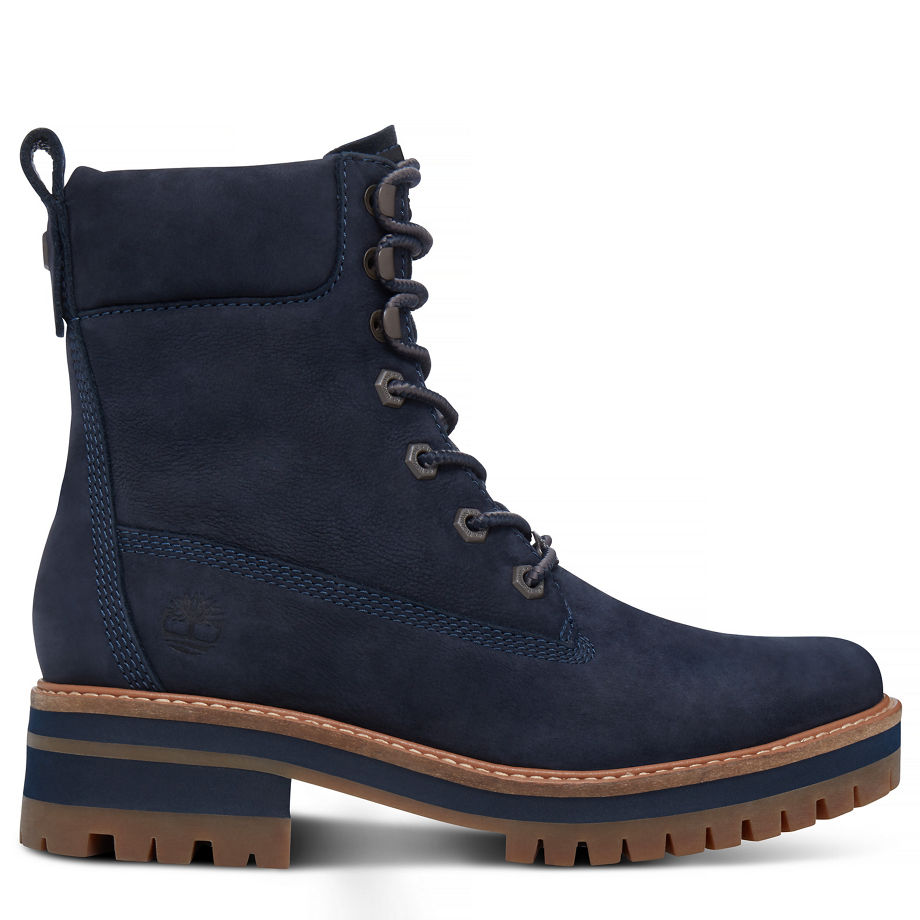Timberland Women's Courmayeur Valley Lace-Up Boot Navy Dark Blue Earthybuck W/Navy Charred Suede