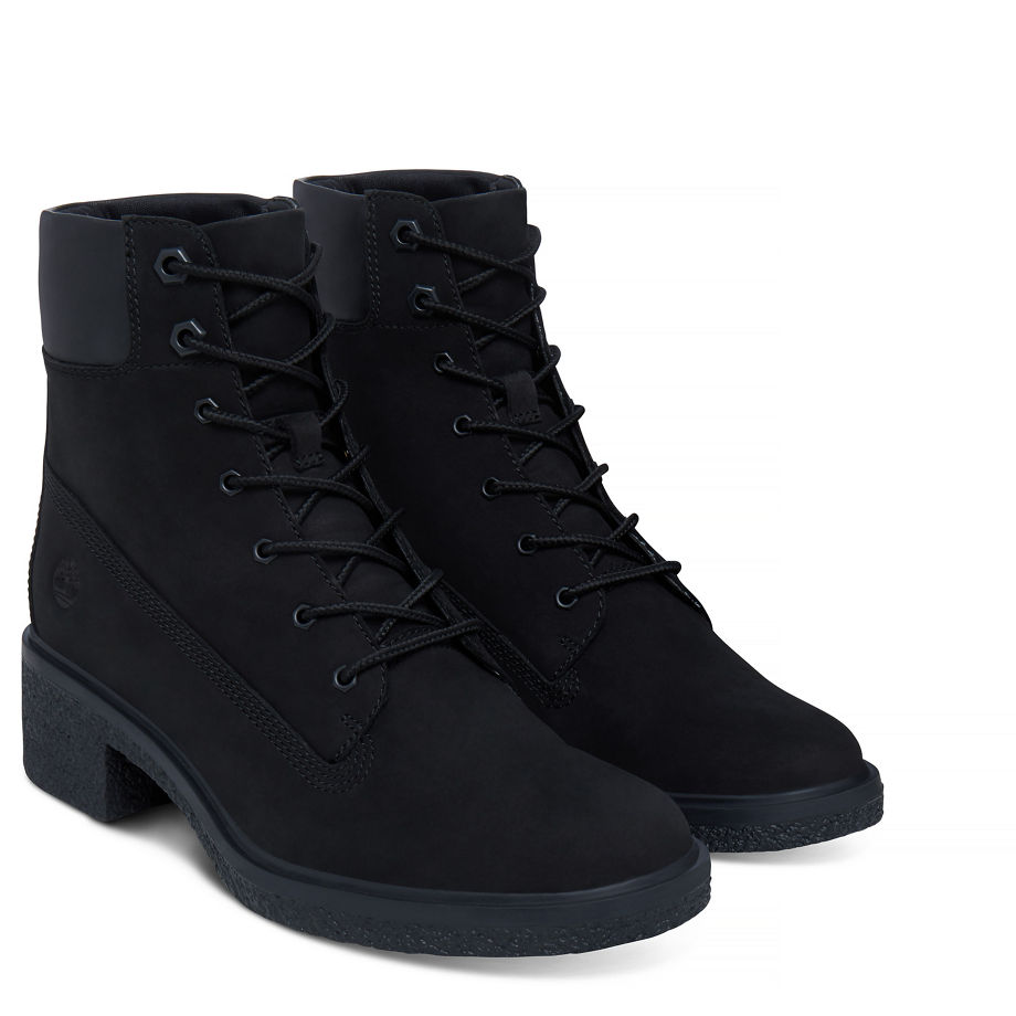 Timberland Women's Brinda 6-Inch Lace Up Boot Black Black Nubuck
