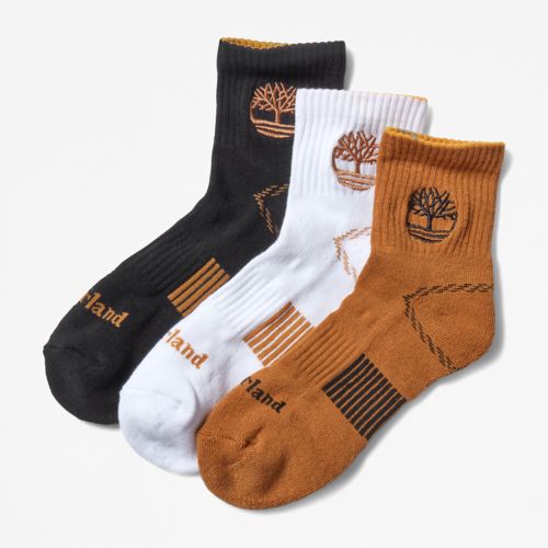 Timberland Men's 3-Pack Newmarket Village Logo Shortie Crew Socks