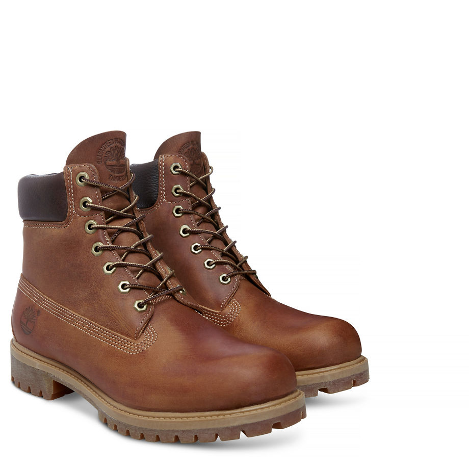 Timberland Men's Heritage Classic 6-Inch Boot Brown Burnt Orange Worn Oiled