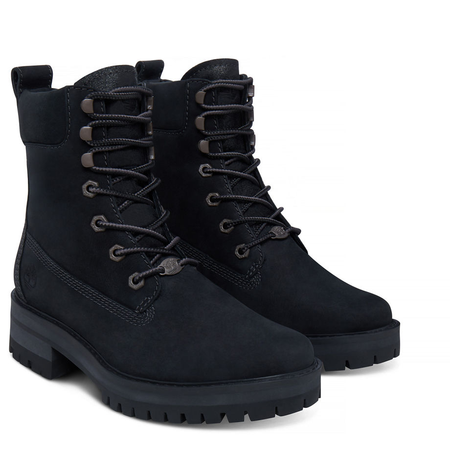 Timberland Women's Courmayeur Valley Lace-Up Boot Black Black Earthybuck W/Black Charred Suede