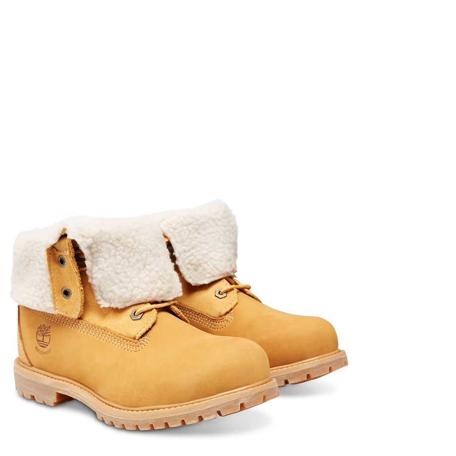 Timberland Women's Authentics Teddy Fleece Fold-Down Yellow Wheat Nubuck