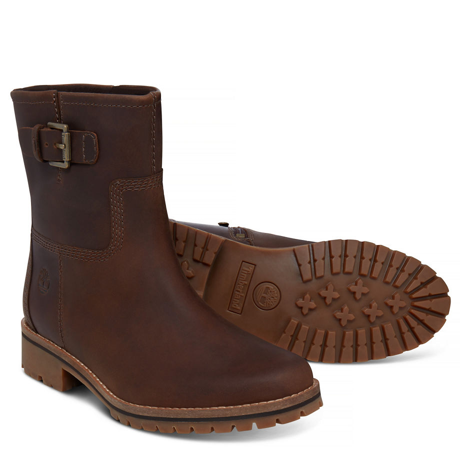 Timberland Women's Main Hill Biker Boot Brown Medium Brown Saddleback