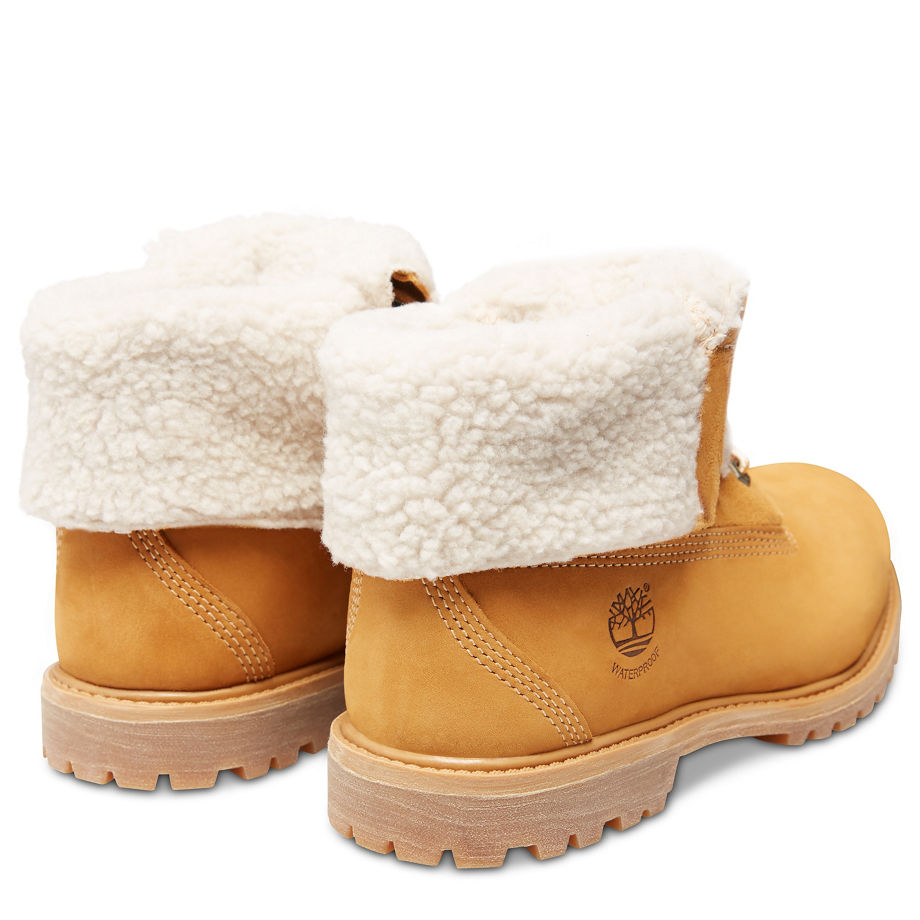Timberland Women's Authentics Teddy Fleece Fold-Down Yellow Wheat Nubuck