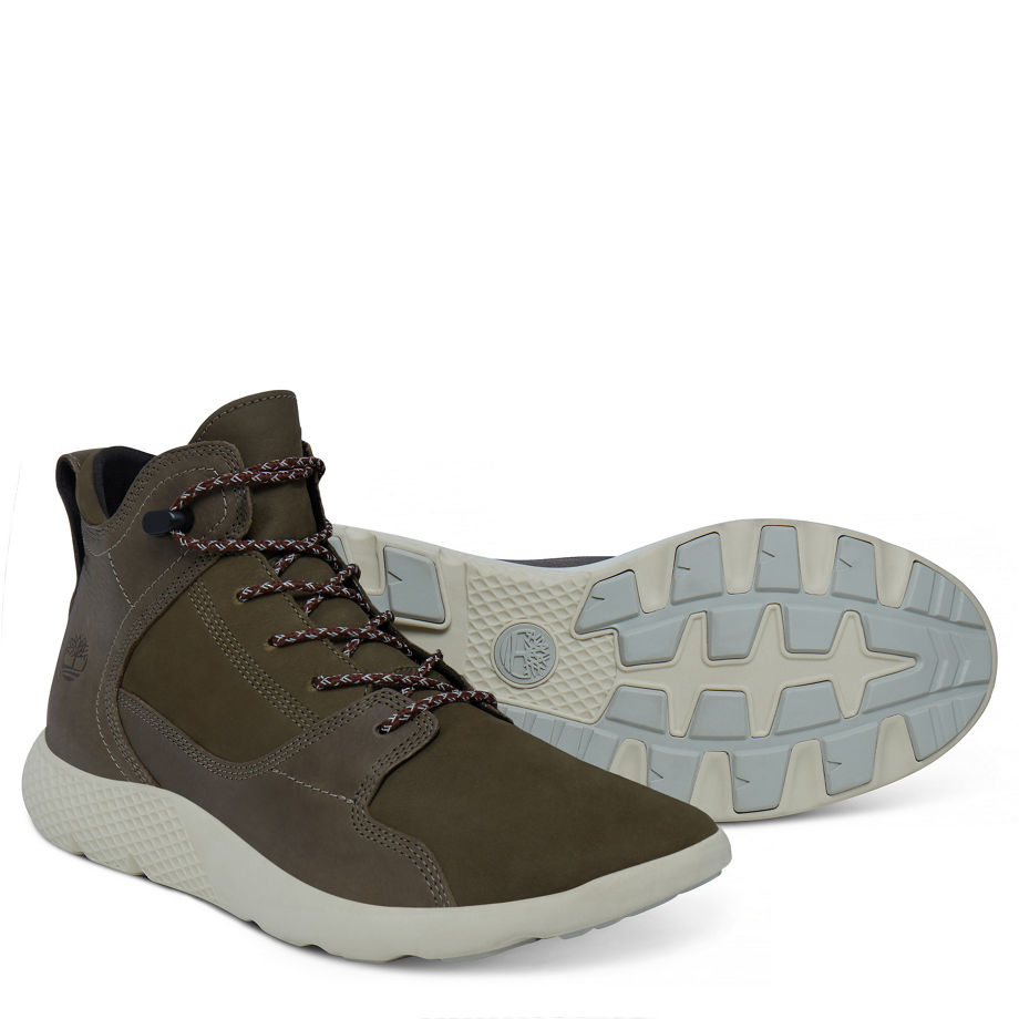 Timberland Men's Flyroam Leather Sneakerboot Dark Green Lichen Nubuck