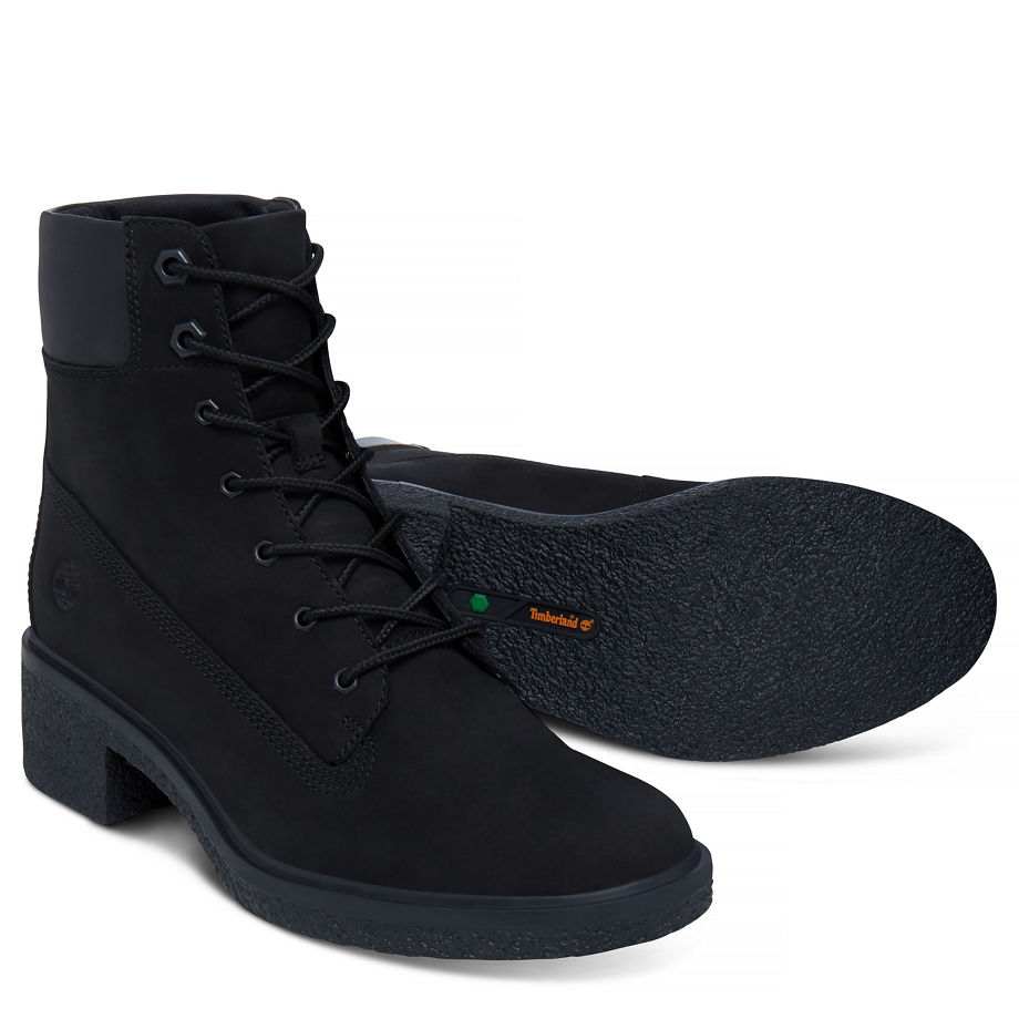 Timberland Women's Brinda 6-Inch Lace Up Boot Black Black Nubuck