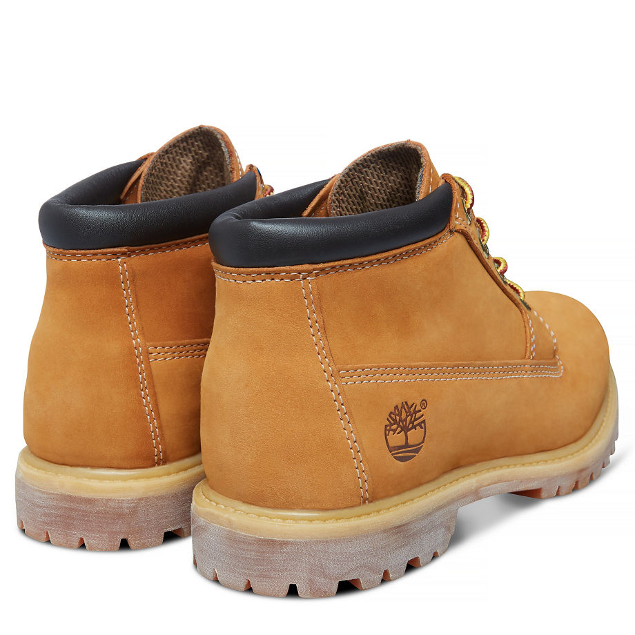 Timberland Women's Nellie Chukka Double Waterproof Boot Yellow/Black Wheat Nubuck With Black Collar