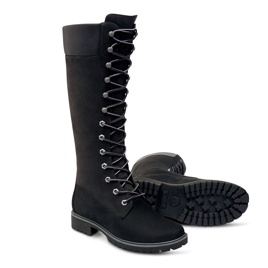 Timberland Women's Premium 14-Inch Boot Black Black Nubuck