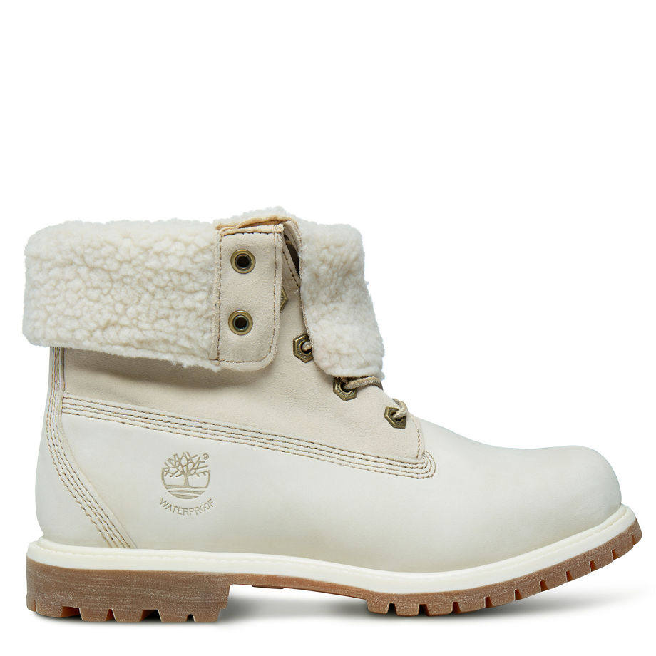 Timberland Women's Authentics Teddy Fleece Fold-Down White Winter White
