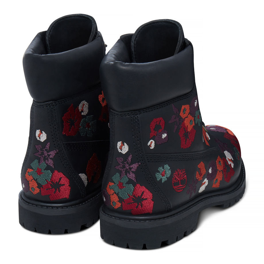 Timberland Women's 6-inch Icon Boot Black Jet Black Forty Embroidered