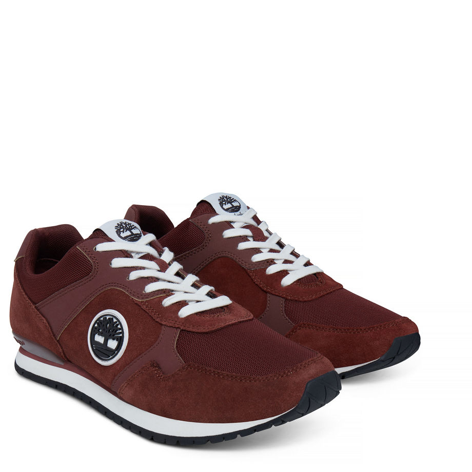 Timberland Men's Retro Runner Trainer Dusky Red Brandy Hammer Suede