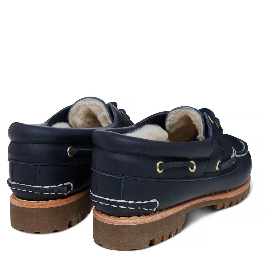 Timberland Women's Noreen Lined 3-Eye Boat Shoe Navy Black Iris Forty