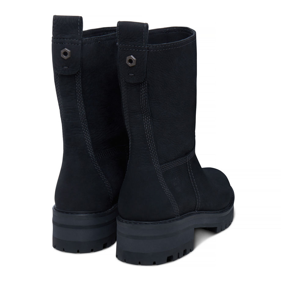 Timberland Women's Courmayeur Valley Pull-On Boot Black Black Earthybuck