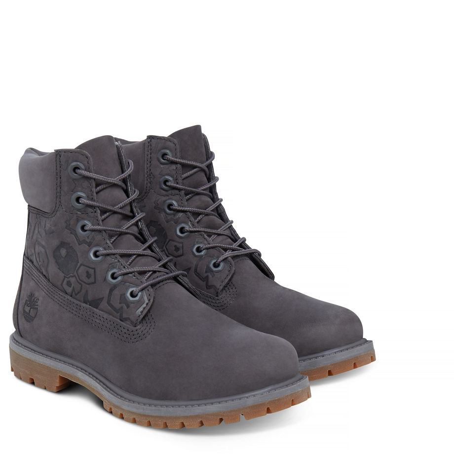 Timberland Women's 6-inch Icon Boot Grey Eiffel Tower Embossed