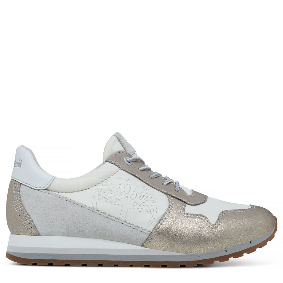 Timberland Women's Milan Flavor Trainer Gold/White Gold/Windchime Suede (Whisper White)