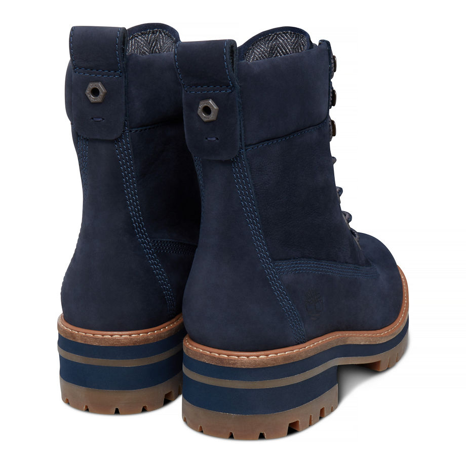 Timberland Women's Courmayeur Valley Lace-Up Boot Navy Dark Blue Earthybuck W/Navy Charred Suede