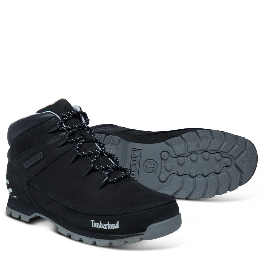 Timberland Men's Euro Sprint Hiker Mid Boot Black Black Nubuck