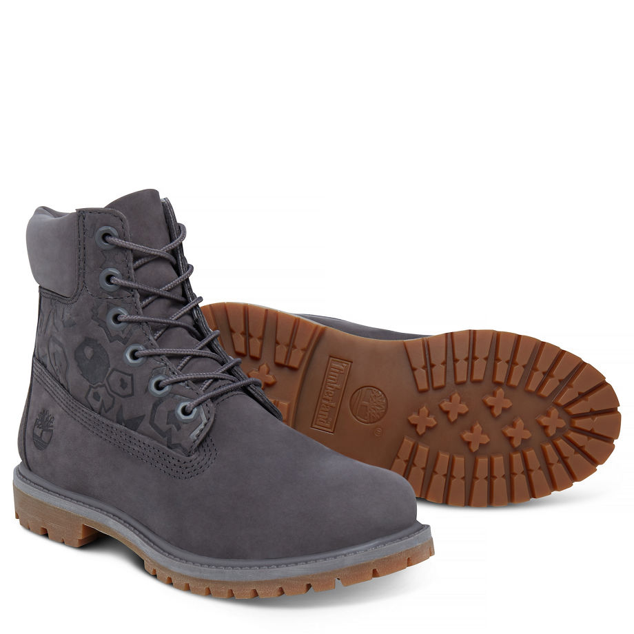 Timberland Women's 6-inch Icon Boot Grey Eiffel Tower Embossed