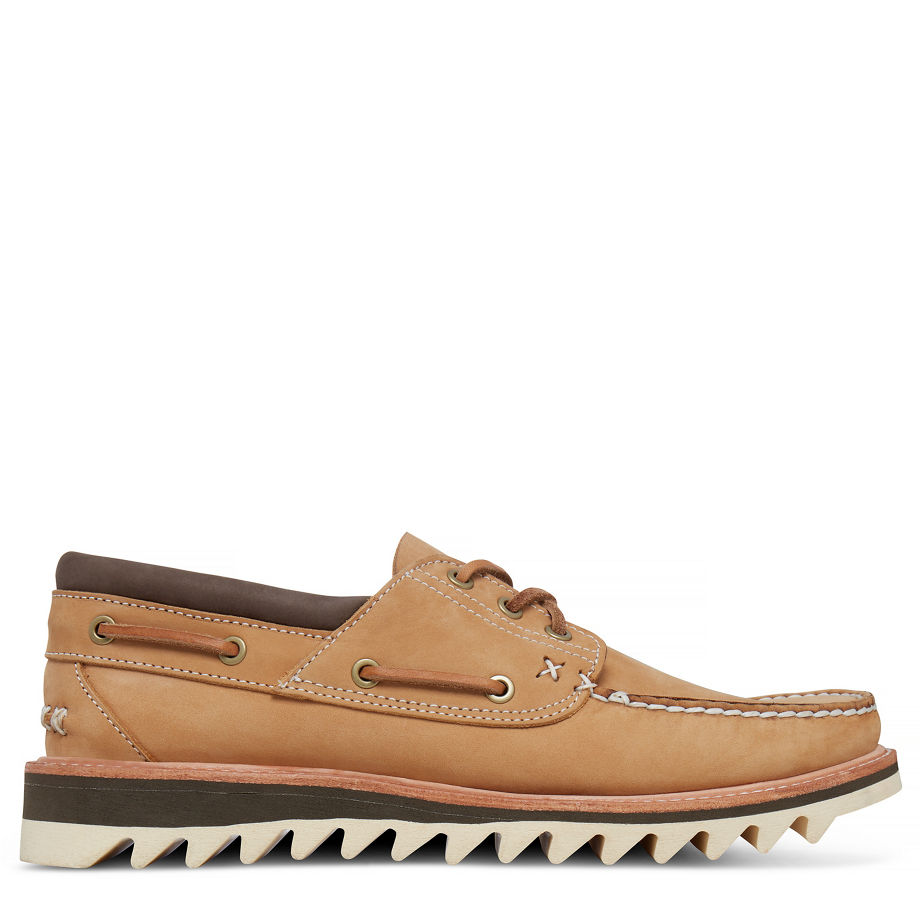 Timberland Men's Selbyville 3-Eye Boat Shoe Natural Faded Wheat Dryden Horween